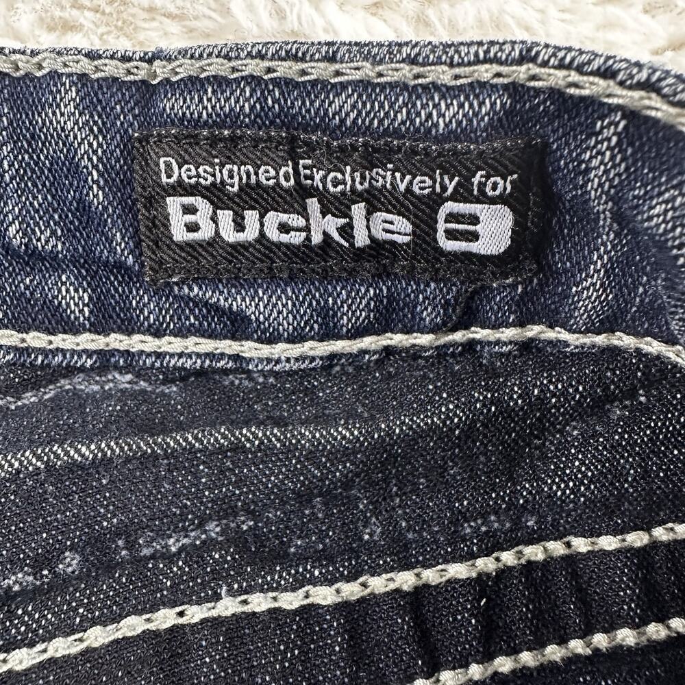 Buckle Salvage Jeans Men’s -31 S- Denim Blue Mayhem Regular Bootcut Distressed - Picture 7 of 16